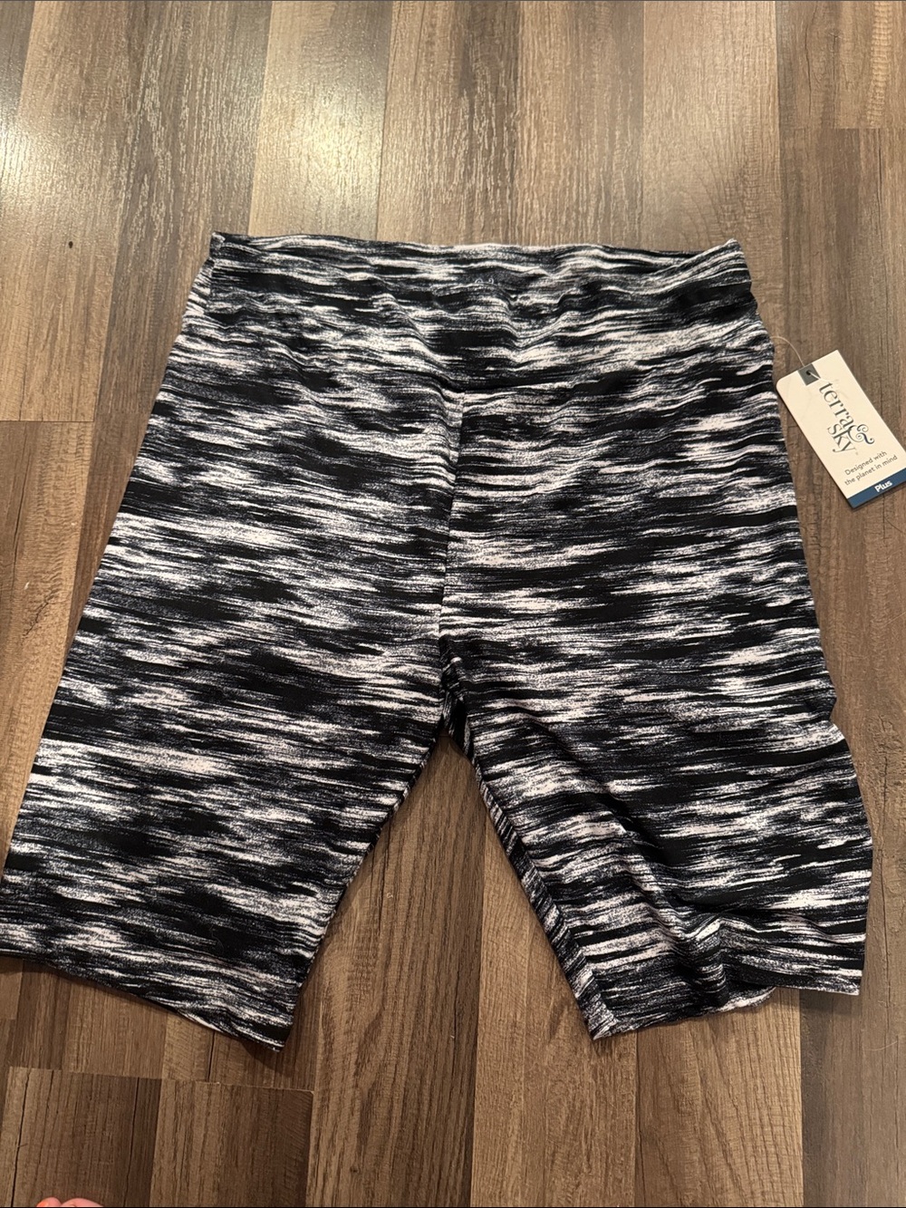 Terra & Sky Black and White Space-Dye Athletic Shorts